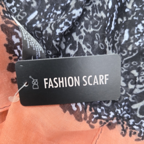 NWT- Perfectly Adjusted Scarf- Black/Orange- Screen Dyed- Wide & Long - Picture 9 of 13